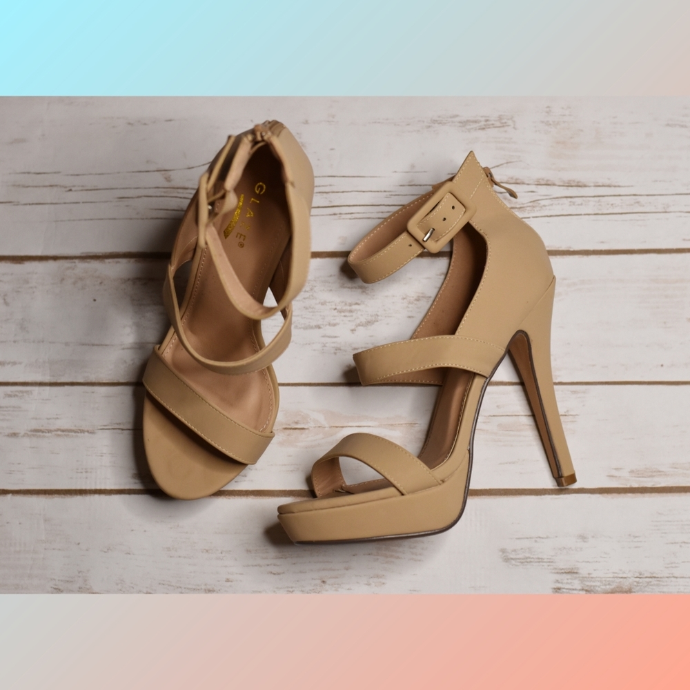 Glaze Size 8 Strappy Stiletto Heels in Nude Color